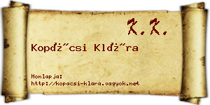 Kopácsi Klára névjegykártya